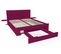 Lit Happy + Tiroirs + Chevets Amovibles - 2 Places, Couleur: Prune, Dimensions: 140x190