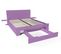 Lit Happy + Tiroirs + Chevets Amovibles - 2 Places, Couleur: Lilas, Dimensions: 140x190