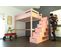 Lit Mezzanine Sylvia Avec Escalier Cube Bois, Couleur: Rose Pastel, Dimensions: 120x200