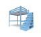 Lit Mezzanine Sylvia Avec Escalier Cube Bois, Couleur: Bleu Pastel, Dimensions: 140x200