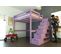 Lit Mezzanine Sylvia Avec Escalier Cube Bois, Couleur: Lilas, Dimensions: 140x200