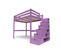 Lit Mezzanine Sylvia Avec Escalier Cube Bois, Couleur: Lilas, Dimensions: 140x200