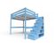 Lit Mezzanine Sylvia Avec Escalier Cube Bois, Couleur: Bleu Pastel, Dimensions: 160x200