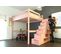 Lit Mezzanine Sylvia Avec Escalier Cube Bois, Couleur: Rose Pastel, Dimensions: 160x200