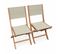 Chaises De Jardin En Bois Et Textilène - Almeria Gris Taupe - 2 Chaises Pliantes En Bois