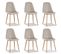 Lot De 6 Chaises Scandinaves Tissu Beige - Ela