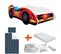 Pack Complet Lit Enfant Voiture Formule 1 Rouge : Lit + Matelas + Parure + Couette + Oreiller