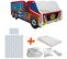 Pack Complet Lit Camion Modèle Benne Rouge : Lit + Sommier + Matelas + Parure + Couette + Oreiller