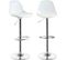 Lot 2 Tabourets De Bar Cuisine Coussin Simili Pivotant Hauteur Réglable Pied Chrome SIG (blanc)