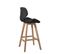 Lot 2 Chaises De Bar Scandinaves 67cm Simili Matelassé Pieds Bois FATA (noir)