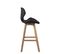 Lot 2 Chaises De Bar Scandinaves 67cm Simili Matelassé Pieds Bois FATA (noir)