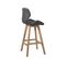 Lot 2 Chaises De Bar Scandinaves 67cm Simili Matelassé Pieds Bois FATA (gris)