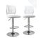 Lot 2 Chaises De Bar Dossier Assise Simili Rembourré Pivotant Hauteur Réglable SAWA (blanc)