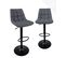 Lot 2 Tabourets De Bar, Velours Matelassé, Dossier, Pivotant, Hauteur Réglable SID (noir Gris)