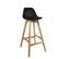 Lot 2 Chaises De Bar Scandinaves Hauteur 67 cm Coussin Simili Pieds Bois MALI (noir)