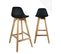 Lot 2 Chaises De Bar Scandinaves Hauteur 67 cm Coussin Simili Pieds Bois MALI (noir)