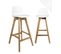 Lot 2 Chaises De Bar Scandinaves Hauteur 67 cm Coussin Simili Pieds Bois MALI (blanc)