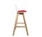 Lot 2 Chaises De Bar Scandinaves Hauteur 67 cm Coussin Simili Pieds Bois MALI (blanc Rouge)