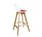 Lot 2 Chaises De Bar Scandinaves Hauteur 67 cm Coussin Simili Pieds Bois MALI (blanc Rouge)