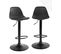 Lot 2 Tabourets De Bar Design Coussin Simili Pivotant Hauteur Réglable SIG (noir Intégral)