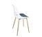 Lot 2 Chaises De Cuisine Dossier Ajouré Coussin Simili Pieds Métal Ton Bois Clair GEOS (blanc Bleu)