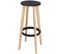 Lot 2 Tabourets De Cuisine Bar Scandinaves Ronds Hauteur 76 Cm Bois Clair KIBI (noir)