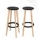 Lot 2 Tabourets De Cuisine Bar Scandinaves Ronds Hauteur 76 Cm Bois Clair KIBI (noir)