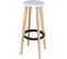 Lot 2 Tabourets De Cuisine Bar Scandinaves Ronds Hauteur 76 Cm Bois Clair KIBI (blanc)