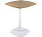 Table Bistrot Cuisine Hauteur 75cm Plateau 60x60cm, 1-2 Personnes Pied Métal SILA (blanc Bois)