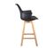 Lot 2 Chaises De Bar Scandinave 66cm Coussin Simili Accoudoirs Pieds Bois MOTA (noir)