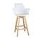 Lot 2 Chaises De Bar Scandinave 66cm Coussin Simili Accoudoirs Pieds Bois MOTA (blanc)