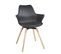 Lot 2 Chaises Scandinaves Accoudoirs Pieds Bois Clair Coussin Simili MOTI (noir)