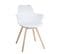 Lot 2 Chaises Scandinaves Accoudoirs Pieds Bois Clair Coussin Simili MOTI (blanc)