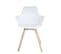 Lot 2 Chaises Scandinaves Accoudoirs Pieds Bois Clair Coussin Simili MOTI (blanc)