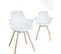 Lot 2 Chaises Scandinaves Accoudoirs Pieds Bois Clair Coussin Simili MOTI (blanc)