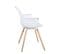 Lot 2 Chaises Scandinaves Accoudoirs Pieds Bois Clair Coussin Simili MOTI (blanc)