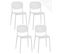 Lot 4 Chaises De Cuisine Empilables Plastique Souple ABY (blanc)