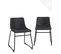 Lot 2 Chaises Industrielles Siège Rembourré Simili Effet Vintage Pieds Métal HELIO 47 (noir Gris)