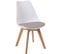 Lot 4 Chaises Scandinaves Large Siège Coussin Simili Pieds Bois Hêtre LAO (blanc Gris)