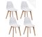 Lot 4 Chaises De Cuisine Scandinaves Siège Plastique Souple Pieds Bois NAO (blanc)