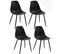 Lot 4 Chaises De Cuisine Design Siège Plastique Souple Pieds Métal NOVA (noir)