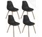 Lot 4 Chaises Scandinaves De Cuisine Siège Plastique Souple Pieds Bois Clair OVA (noir)