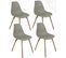 Lot 4 Chaises Scandinaves De Cuisine Siège Plastique Souple Pieds Bois Clair OVA (gris)