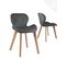 Lot 2 Chaises Scandinaves Simili Matelassé Rembourré Pieds Bois Clair FATI (gris)