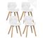 Lot 4 Chaises Scandinaves Simili Matelassé Rembourré Pieds Bois Clair FATI (blanc)