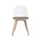 Lot 2 Chaises De Cuisine Scandinaves Pieds Bois Clair Coussin Simili Rembourré UFI (blanc-gris)