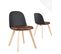 Lot 2 Chaises De Cuisine Scandinaves Pieds Bois Clair Coussin Simili Rembourré UFI (noir-marron)