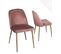 Lot 2 Chaises Salon Salle à Manger Velours Rembourré Pieds Métal Ton Bois Clair DIMA (rose)