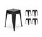 Lot De 4 Tabourets En Métal Noir Mat Style Industriel - Hauteur 46 Cm