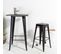 Lot de 4 tabourets de bar en métal noir mat style industriel  - Hauteur 76cm